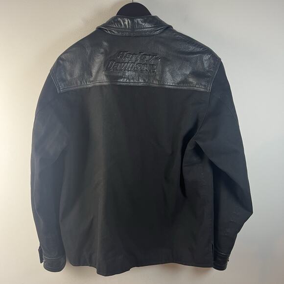Harley Davidson Canvas Leather Jacket Size Medium Biker Embossed - Picture 6 of 9